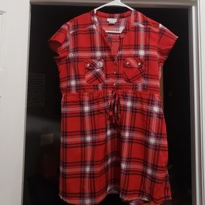 Times Two Red plaid maternity top Large